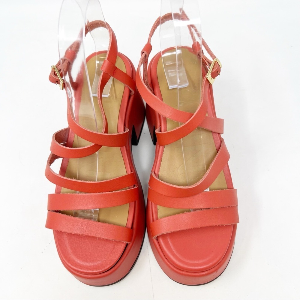 GANNI ORANGE STRAPPY CHUNKY RETRO PLATFORM SANDALS WOMENS SZ 37/7 - Picture 3 of 7